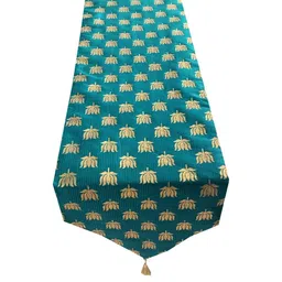 Pink Parrot Green 12x70 inch Jacquard Silk Table Runner-image-3