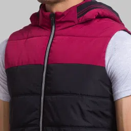 Parx Black Regular Fit Colour Block Hooded Jacket image 5
