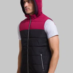 Parx Black Regular Fit Colour Block Hooded Jacket image 3