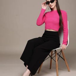 Label Ritu Kumar Black Solid Flared Pant-picture-48