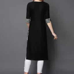 Satrani Black Printed Straight Kurta image 2