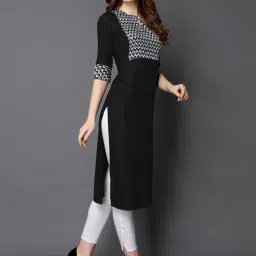 Satrani Black Printed Straight Kurta image 4