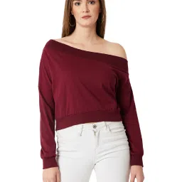Miss Chase Maroon Full Sleeves Sweatshirt image 1