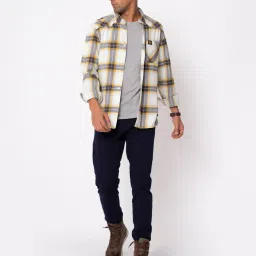 Royal Enfield Yellow Regular Fit Check Shirt image 5