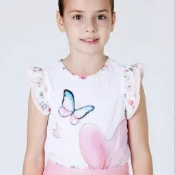 One Friday Kids Pink Printed Regular Fit Top-picture-38