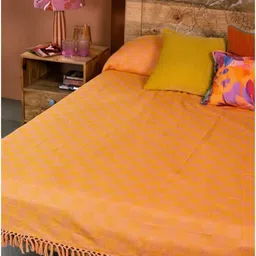 FREEDOM TREE Waffle Peach-Coloured & Orange-Coloured Self-Designed King Bedcover-picture-23