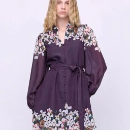 Cover Story Plum Floral Print Shirt Dress-picture-38