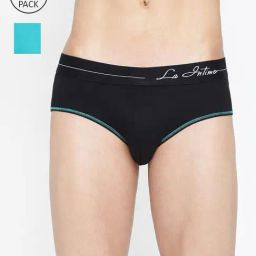 La Intimo Black & Teal Blue Comfort Fit Briefs - Pack Of 2-picture-4