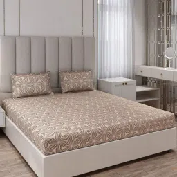 Monte Carlo Ryalking Brown Polyester Printed 135 GSM King Bedsheet with 2 x Pillow Covers-picture-25