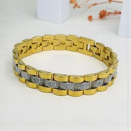 RKB Sales Men Stainless Steel 18K Gold-Plated Link Bracelet image 4