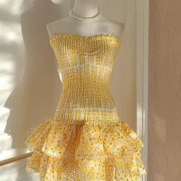 miss mosa by akanksha Alamode By Akanksha Women Cotton Yellow Amalfi Luxe Summer Dress-picture-31