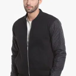 Campus Sutra Black Quilted Full Sleeves Bomber Jacket image 3