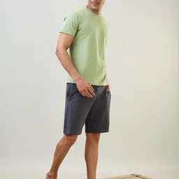 SleepZ by Raymond Round Neck Pure Cotton T-Shirt With Shorts image 5