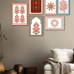 nestroots White & Red 7 Pieces Passage To Paradise Wall Painting-picture-13
