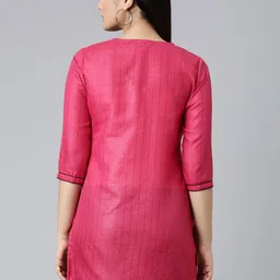 Samhitas Women Embroidered Flared Sleeves Thread Work Kurta image 5