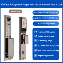GOLENS Digital Door Lock Biometric Lock with Face ID Mocha Gold, X10 image 2