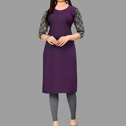 Coft Women Keyhole Neck Crepe Kurta-image-63