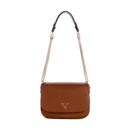 Guess Cognac Brown Solid Fedora Shoulder Bag-image-20