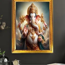 blinkart White & Beige Lord Ganesha Printed Wall Art-picture-10