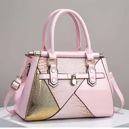 SYGA Women's Designer Handbag Stylish Shoulder Bag with Contrast Patchwork Design (Pink)-picture-35
