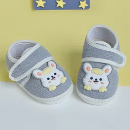 Baby Moo Animal Face Applique Detailed Anti Skid Booties - Grey-picture-20