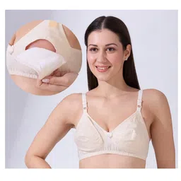 Blush 9 Maternity Cotton Woven Solid Maternity Bra With Nursing Access - Cream-picture-11