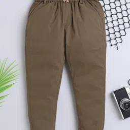 BAATCHEET Cotton Woven Full Length Giraffe Button Detailed Pant -Brown-image-57