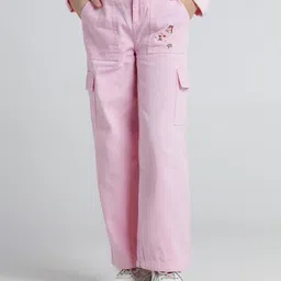 Under Fourteen Only Floral & Butterfly Embroidered Cargo Pant - Pink-picture-24