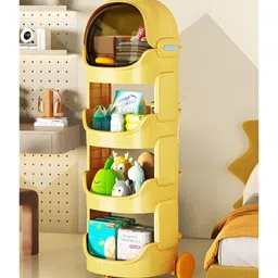 Polka Tots QuackStack Kids Storage Drawer Rack 4-Tier Toy, Book & Clothes Organizer with Wheels - Yellow-picture-10