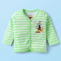 Babyhug Disney Interlock Full Sleeves Jhablas With Mickey Mouse And Family Graphic Pack Of 3 - Light Green & Blue image 2