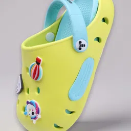 Toothless Unicorn & Hot Air Balloon Applique Detailed Perforated Slingback Clogs - Yellow & Sky Blue image 3