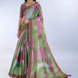 PRISHA FASHION Abstract Printed Pure Cotton Chanderi Saree-picture-36