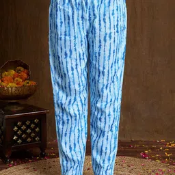 Women Basket Abstract Printed Pure Cotton V-Neck Straight Kurta With Trousers image 2