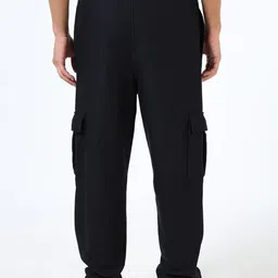 glitchez Men Pure Cotton Self Design Relaxed-Fit Mid-Rise Anti Odour Cargo Joggers image 3