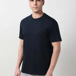 Peter England Casuals Men Solid Round Neck T-shirt image 2
