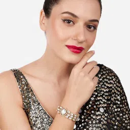 Zaveri Pearls Pack of 2 Gold Tone Austrian Diamonds Stones Fusion Bracelets image 5