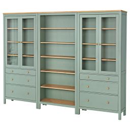 ikea hemnes Storage combination w doors/drawers, grey-green/light brown stained, 270x197 cm-picture-16