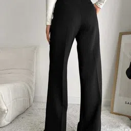 Next One Women Smart Straight Fit High-Rise Easy Wash Pleated Trousers image 2