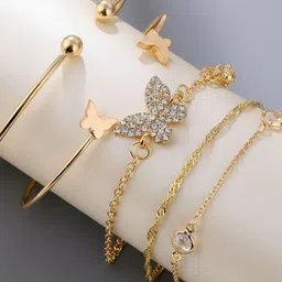 Vembley Women 5 Cubic Zirconia Gold-Plated Charm Bracelet image 3