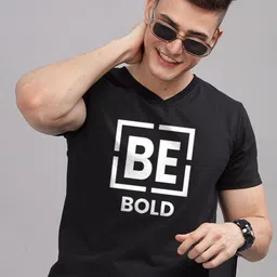 SOLACEACTIVE Men Typography Printed V-Neck Cotton T-shirt image 2