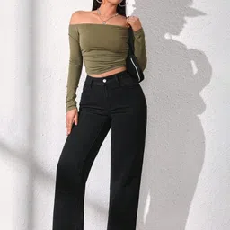 NU CLOTHS Women Comfort Wide Leg High-Rise Stretchable Jeans image 5