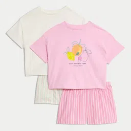 Marks & Spencer Girl Pack Of 2 Printed Night suit-picture-45