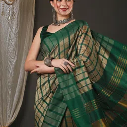 IndianRang Checked Printed Saree image 4