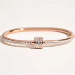 Upakarna Rose Gold Stainless Steel Twisted Sparkle Bangle-image-0