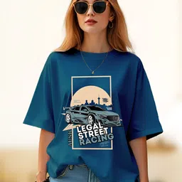 AUSK Women Graphic Printed Round Neck Cotton Oversized T-shirt-image-7