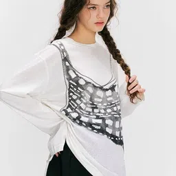 LULU & SKY Women Abstract Printed Roind Neck Long Sleeve T-shirt image 5