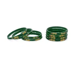 SOMIL Set of 32 Women Green & Black Artificial Stones and Beads Bangles image 5