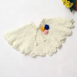 USHA ENTERPRISES Girls Open Knit Self Design Woollen Poncho Regular Sweater-picture-18