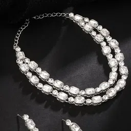 Atasi International Silver-Plated American Diamond Studded Jewellery Set-image-17