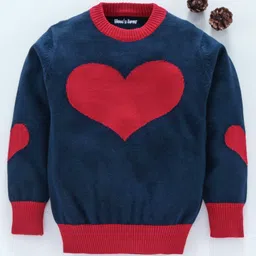 Mom's Love Full Sleeves Pullover Sweater Heart Print - Blue Red-picture-23